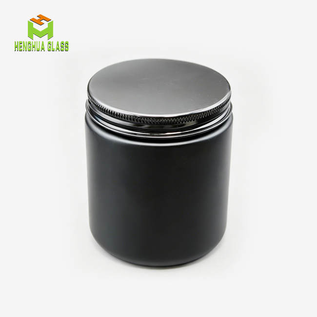 8oz Matte Black Wide Mouth Straight Edge Glass Jar